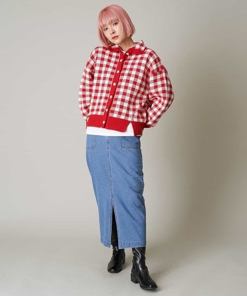 A de a.v.v（アードアー・ヴェ・ヴェ）の「［SET UP対応］センタースリットデニムスカート（スカート・レディース・ブルー・38/36）」の2枚目の写真