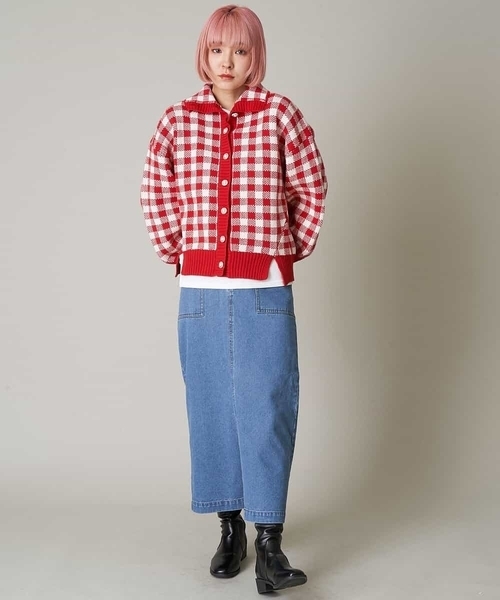 A de a.v.v（アードアー・ヴェ・ヴェ）の「［SET UP対応］センタースリットデニムスカート（スカート・レディース・ブルー・38/36）」の3枚目の写真