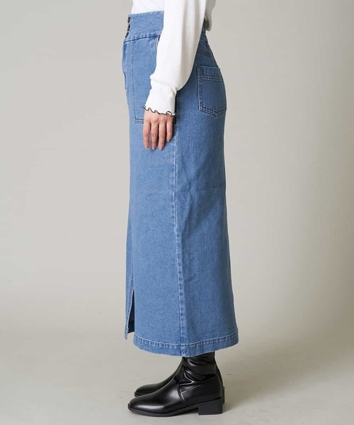 A de a.v.v（アードアー・ヴェ・ヴェ）の「［SET UP対応］センタースリットデニムスカート（スカート・レディース・ブルー・38/36）」の5枚目の写真