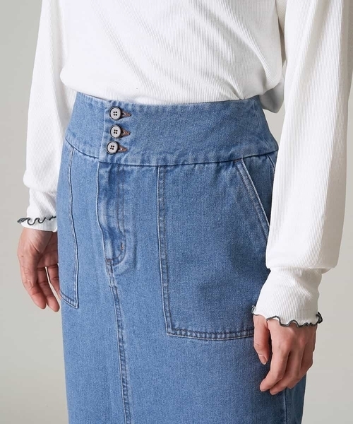 A de a.v.v（アードアー・ヴェ・ヴェ）の「［SET UP対応］センタースリットデニムスカート（スカート・レディース・ブルー・38/36）」の8枚目の写真