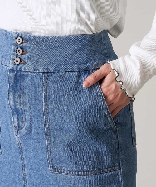 A de a.v.v（アードアー・ヴェ・ヴェ）の「［SET UP対応］センタースリットデニムスカート（スカート・レディース・ブルー・38/36）」の9枚目の写真