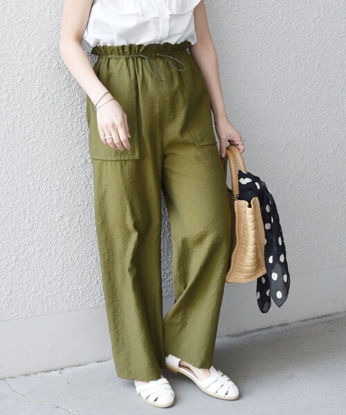 SHIPS any（シップス エニィ）の「SHIPS any:〈ウォッシャブル〉ウエスト ドローコード セミ ワイド パンツ（その他パンツ・レディース・ネイビー/カーキ/ピンク・ONE SIZE）」の18枚目の写真