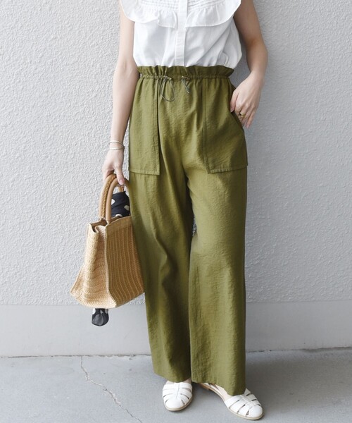 SHIPS any（シップス エニィ）の「SHIPS any:〈ウォッシャブル〉ウエスト ドローコード セミ ワイド パンツ（その他パンツ・レディース・ネイビー/カーキ/ピンク・ONE SIZE）」の19枚目の写真