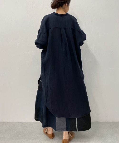 【極美品】BEARDSLEY リネンビッグチェックカットソー　ネイビー BEARDSLEY（ビアズリー）の「リネンチェックコンビカットソー（T