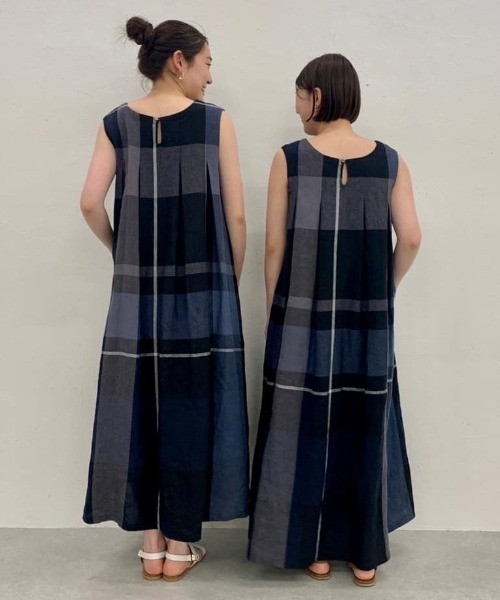 ビアズリーBEARDSLEY 新品 後ろタフタビッグチェックチュニックワンピース ビアズリー タフタビッグチェック チュニック 新品