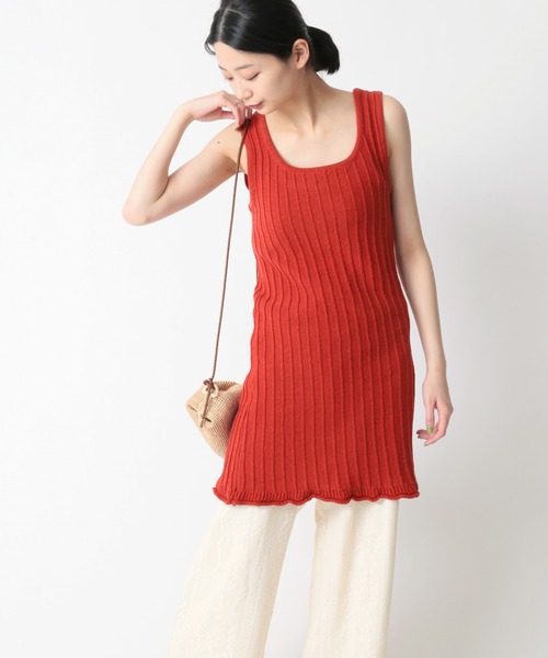 U by SPICK&SPAN(ユーバイスピックアンドスパン)の「【LEPIDOS/レピドス】 COTTON KNIT ワンピース◆(ワンピース・レディース・レッド/サックスブルー・FREE)」の5枚目の写真