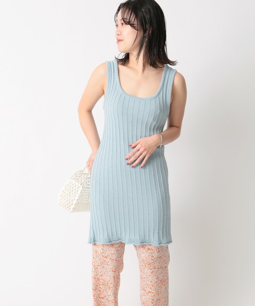 U by SPICK&SPAN(ユーバイスピックアンドスパン)の「【LEPIDOS/レピドス】 COTTON KNIT ワンピース◆(ワンピース・レディース・レッド/サックスブルー・FREE)」の4枚目の写真