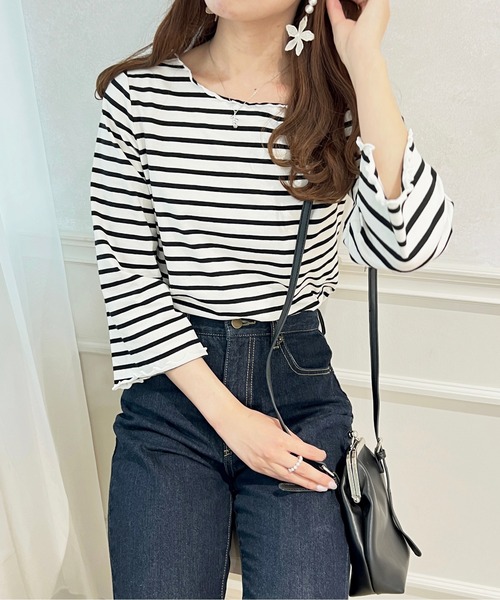 apres jour(アプレジュール)の「タグ付きボーダーT【ZOZOTOWN限定アイテム】(Tシャツ/カットソー・レディース・アイボリー/ライトピンク/ネイビー・X-LARGE/フリー)」の5枚目の写真