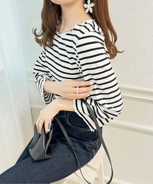 apres jour(アプレジュール)の「タグ付きボーダーT【ZOZOTOWN限定アイテム】(Tシャツ/カットソー・レディース・アイボリー/ライトピンク/ネイビー・X-LARGE/フリー)」の7枚目の写真