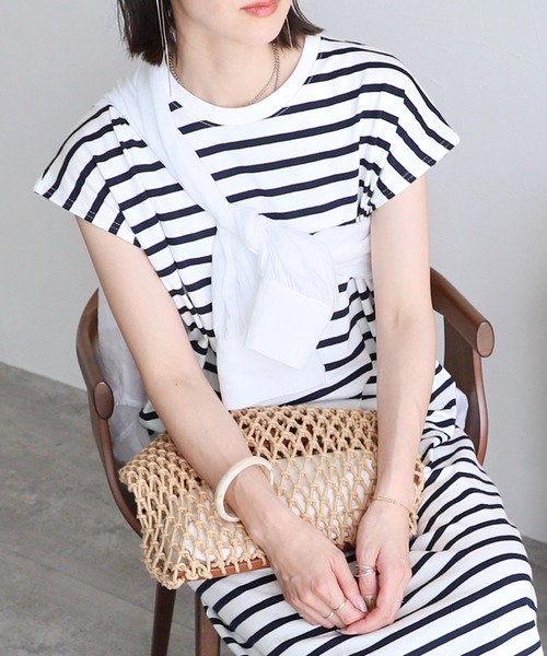 reca(レカ)の「ボーダーロングワンピース(ワンピース・レディース・ダークグリーン/ネイビー系/ネイビー・MEDIUM/LARGE)」の21枚目の写真