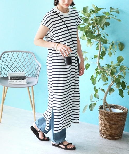 reca(レカ)の「ボーダーロングワンピース(ワンピース・レディース・ダークグリーン/ネイビー系/ネイビー・MEDIUM/LARGE)」の22枚目の写真
