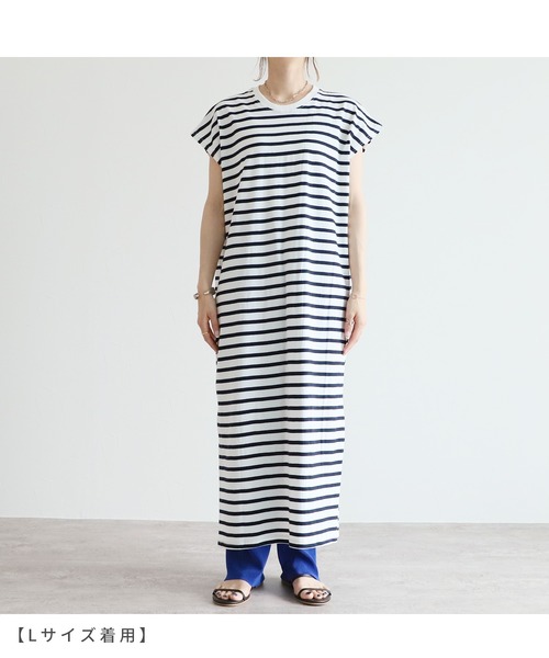 reca(レカ)の「ボーダーロングワンピース(ワンピース・レディース・ダークグリーン/ネイビー系/ネイビー・MEDIUM/LARGE)」の14枚目の写真