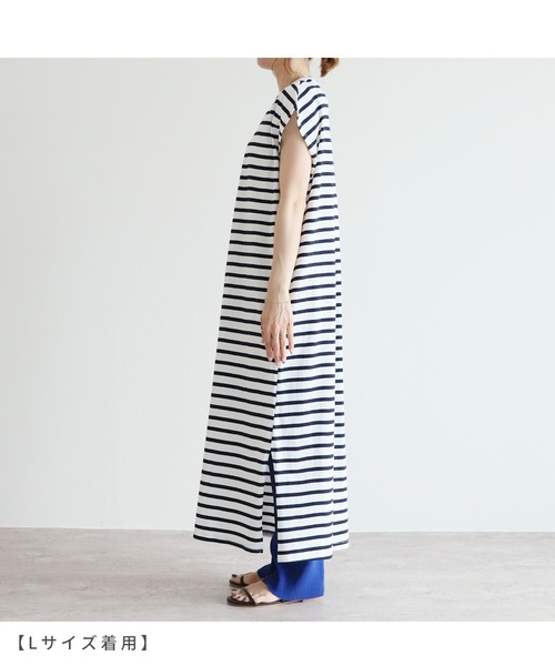 reca(レカ)の「ボーダーロングワンピース(ワンピース・レディース・ダークグリーン/ネイビー系/ネイビー・MEDIUM/LARGE)」の15枚目の写真