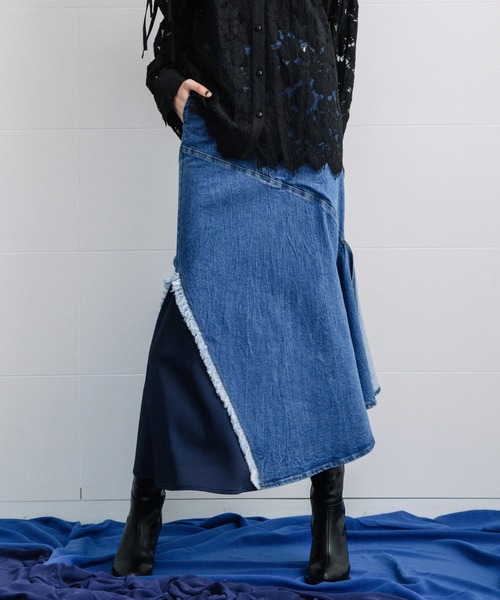 AULA AILA（アウラアイラ）の「マーメイドデニムスカート（デニムスカート・レディース・ブラック/インディゴブルー/ブルー・1/0）」の8枚目の写真