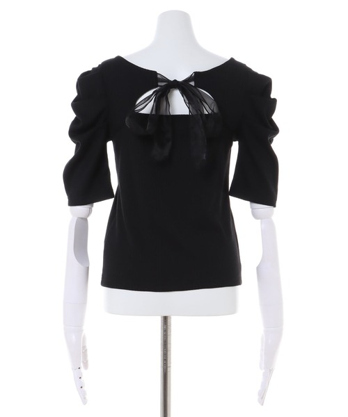 INGNI(イング)の「BACKリボンスクエアネックリブトップス(Tシャツ/カットソー・レディース・ブラック/オフホワイト/グレー系その他・M)」の17枚目の写真