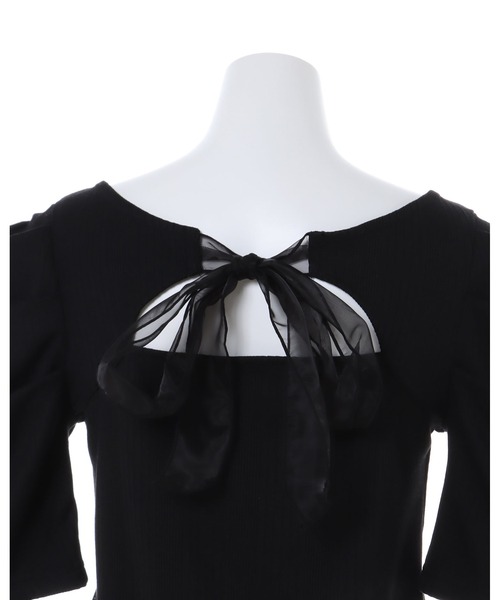 INGNI(イング)の「BACKリボンスクエアネックリブトップス(Tシャツ/カットソー・レディース・ブラック/オフホワイト/グレー系その他・M)」の19枚目の写真