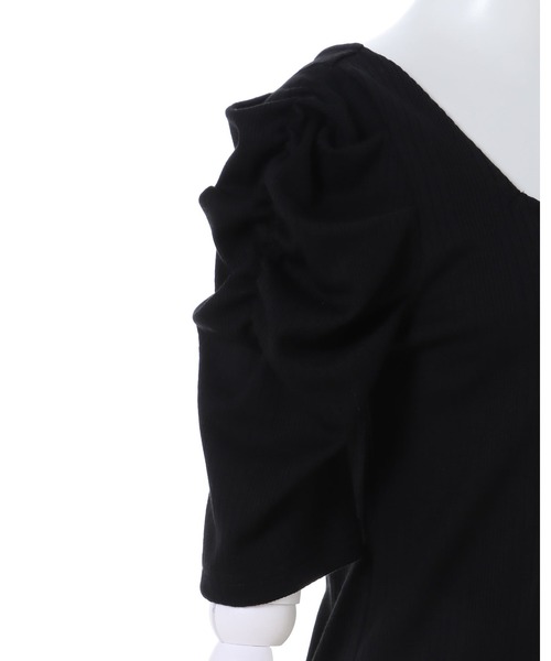 INGNI(イング)の「BACKリボンスクエアネックリブトップス(Tシャツ/カットソー・レディース・ブラック/オフホワイト/グレー系その他・M)」の20枚目の写真