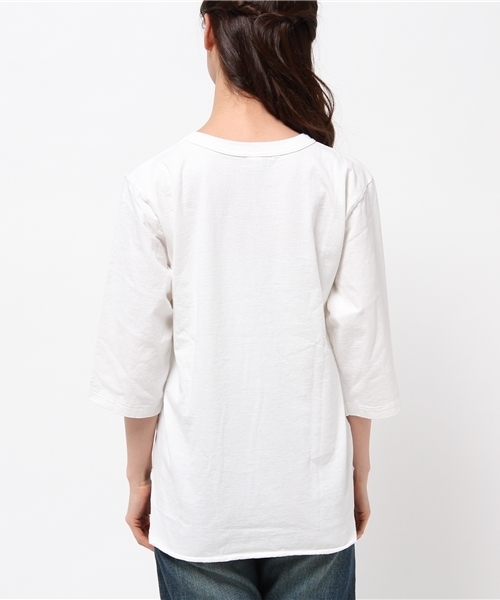 Champion（チャンピオン）の「CHAMPION / ベースボール ロゴT（Tシャツ/カットソー・レディース・ホワイト/ネイビー・ONE SIZE）」の6枚目の写真