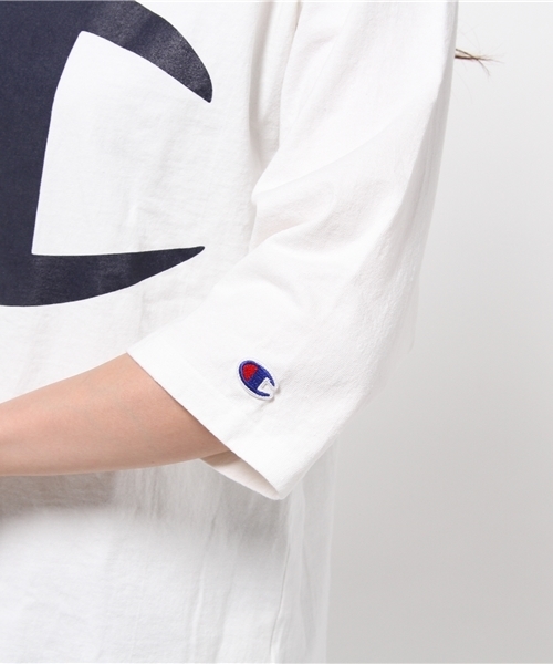 Champion（チャンピオン）の「CHAMPION / ベースボール ロゴT（Tシャツ/カットソー・レディース・ホワイト/ネイビー・ONE SIZE）」の7枚目の写真