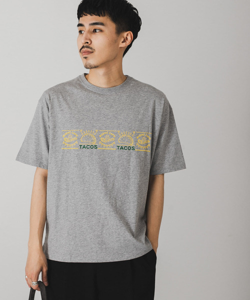 URBAN RESEARCH DOORS（アーバンリサーチドアーズ）の「TACOS プリントTシャツ（Tシャツ/カットソー・メンズ・グレー/ホワイト・LARGE/MEDIUM）」の2枚目の写真