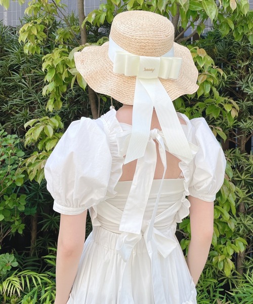 lilLilly（リルリリー）の「ストローリボンパールハット（ハット・レディース・ホワイト/ブラック・FREE）」の9枚目の写真