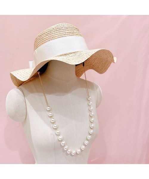 lilLilly（リルリリー）の「ストローリボンパールハット（ハット・レディース・ホワイト/ブラック・FREE）」の15枚目の写真