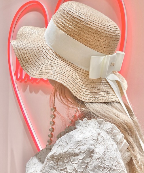 lilLilly（リルリリー）の「ストローリボンパールハット（ハット・レディース・ホワイト/ブラック・FREE）」の10枚目の写真