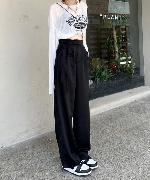Dita Muaj.(ディータムアージュ)の「ハイウエストルーズモッピングパンツ(スラックス・レディース・ブラック/オリーブ・S/M/L)」の4枚目の写真