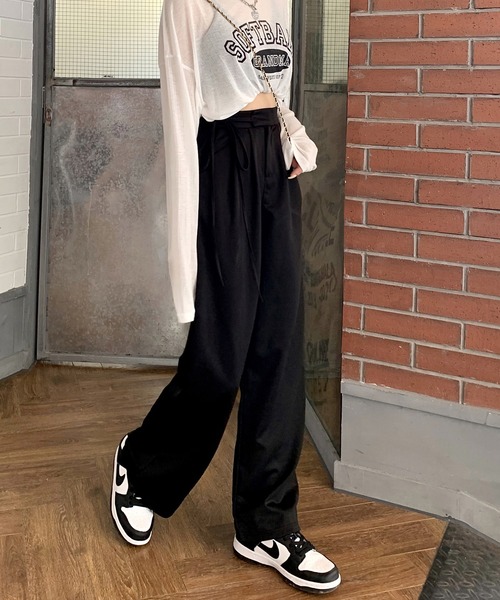 Dita Muaj.(ディータムアージュ)の「ハイウエストルーズモッピングパンツ(スラックス・レディース・ブラック/オリーブ・S/M/L)」の5枚目の写真
