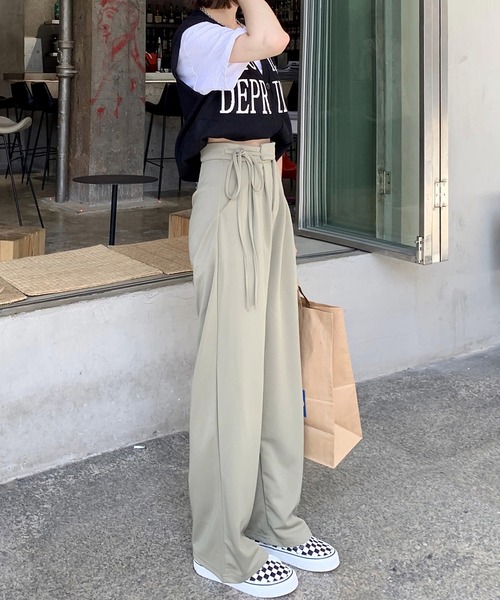 Dita Muaj.(ディータムアージュ)の「ハイウエストルーズモッピングパンツ(スラックス・レディース・ブラック/オリーブ・S/M/L)」の7枚目の写真