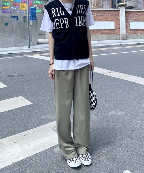 Dita Muaj.(ディータムアージュ)の「ハイウエストルーズモッピングパンツ(スラックス・レディース・ブラック/オリーブ・S/M/L)」の3枚目の写真