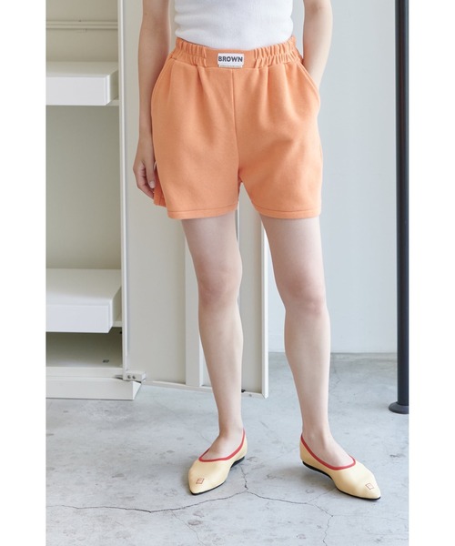 THEATRE PRODUCTS(シアタープロダクツ)の「ダブルフェイスジャージーショートパンツ(スウェットパンツ・レディース・ブラウン/オレンジ/アイボリー・FREE)」の4枚目の写真