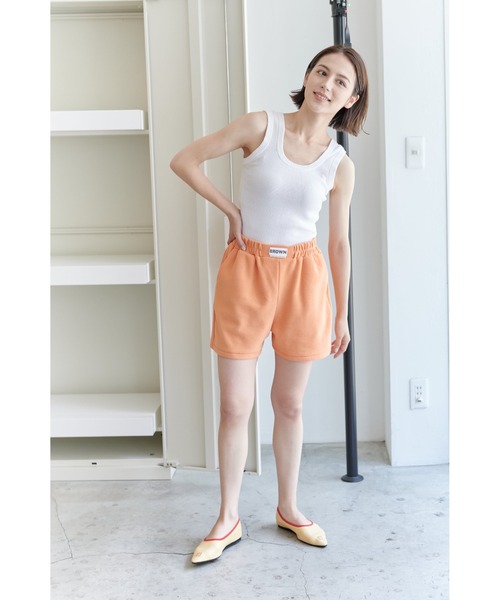 THEATRE PRODUCTS(シアタープロダクツ)の「ダブルフェイスジャージーショートパンツ(スウェットパンツ・レディース・ブラウン/オレンジ/アイボリー・FREE)」の5枚目の写真