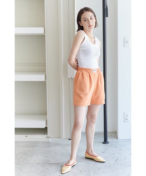 THEATRE PRODUCTS(シアタープロダクツ)の「ダブルフェイスジャージーショートパンツ(スウェットパンツ・レディース・ブラウン/オレンジ/アイボリー・FREE)」の6枚目の写真