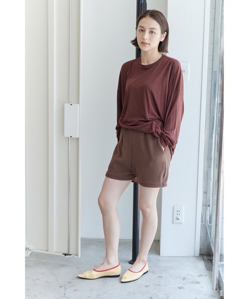 THEATRE PRODUCTS(シアタープロダクツ)の「ダブルフェイスジャージーショートパンツ(スウェットパンツ・レディース・ブラウン/オレンジ/アイボリー・FREE)」の12枚目の写真