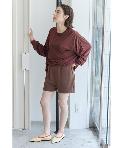 THEATRE PRODUCTS(シアタープロダクツ)の「ダブルフェイスジャージーショートパンツ(スウェットパンツ・レディース・ブラウン/オレンジ/アイボリー・FREE)」の13枚目の写真