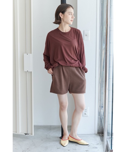 THEATRE PRODUCTS(シアタープロダクツ)の「ダブルフェイスジャージーショートパンツ(スウェットパンツ・レディース・ブラウン/オレンジ/アイボリー・FREE)」の15枚目の写真