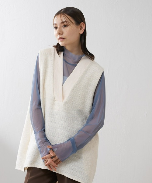 Lui's（ルイス）の「シアートップス（Tシャツ/カットソー・レディース・ブラック/グリーン/アイボリー/サックスブルー・FREE）」の4枚目の写真