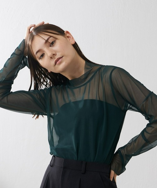 Lui's（ルイス）の「シアートップス（Tシャツ/カットソー・レディース・ブラック/グリーン/アイボリー/サックスブルー・FREE）」の3枚目の写真