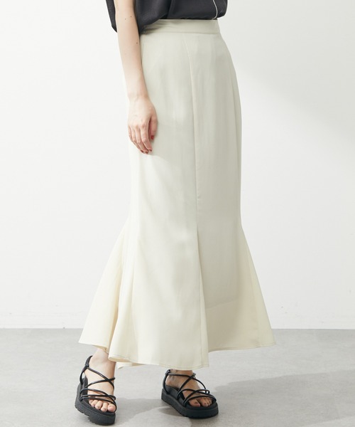 Green　Parks（グリーンパークス）の「パネル切換えマーメイドスカート（スカート・レディース・ブラック/グリーン/アイボリー・FREE）」の2枚目の写真