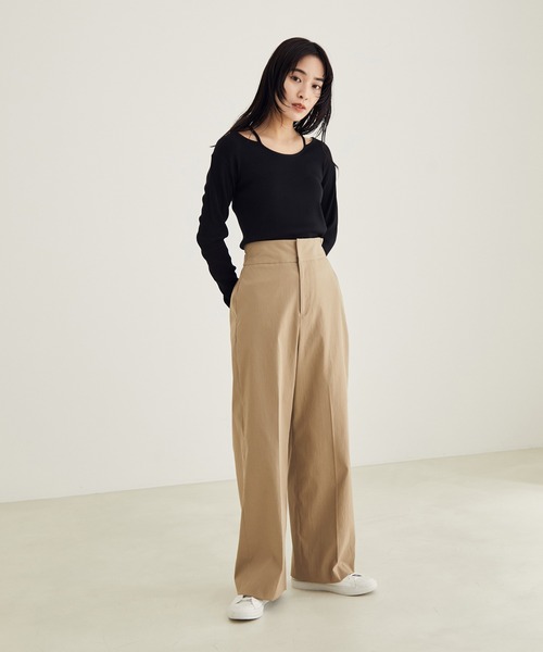 SALON adam et rope'(サロン アダム エ ロペ)の「【ご好評につき追加決定!】【洗える・UVケア】コットンライクスタイルアップパンツ(その他パンツ・レディース・ブラック/ベージュ・X-SMALL/S/M)」の17枚目の写真