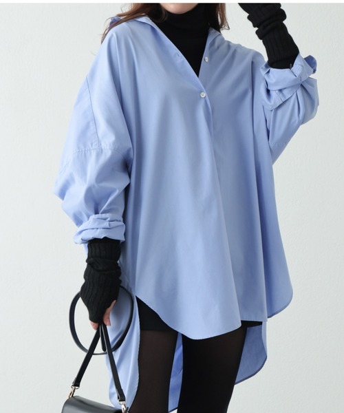 OUVRAGE CLASSE（ウヴラージュクラス）の「ブロードビッグシャツ（シャツ/ブラウス・レディース・ホワイト/ベージュ/ネイビー/サックスブルー・FREE）」の4枚目の写真