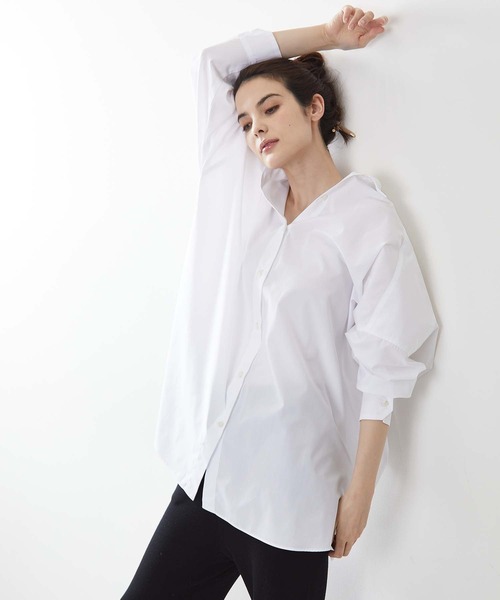 OUVRAGE CLASSE（ウヴラージュクラス）の「ブロードビッグシャツ（シャツ/ブラウス・レディース・ホワイト/ベージュ/ネイビー/サックスブルー・FREE）」の7枚目の写真
