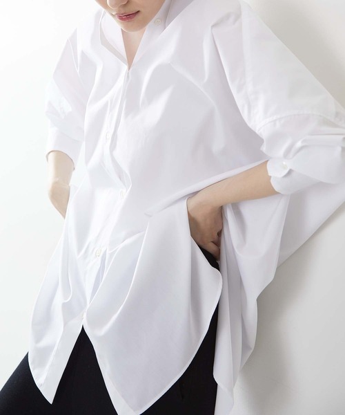 OUVRAGE CLASSE（ウヴラージュクラス）の「ブロードビッグシャツ（シャツ/ブラウス・レディース・ホワイト/ベージュ/ネイビー/サックスブルー・FREE）」の10枚目の写真