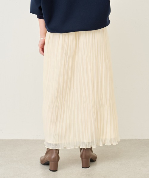 BEARDSLEY（ビアズリー）の「ランダムプリーツ天竺スカート：すぐにお届け!（スカート・レディース・アイボリー/ブラック・FREE）」の3枚目の写真