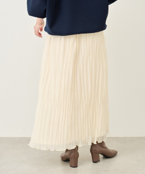 BEARDSLEY（ビアズリー）の「ランダムプリーツ天竺スカート：すぐにお届け!（スカート・レディース・アイボリー/ブラック・FREE）」の4枚目の写真