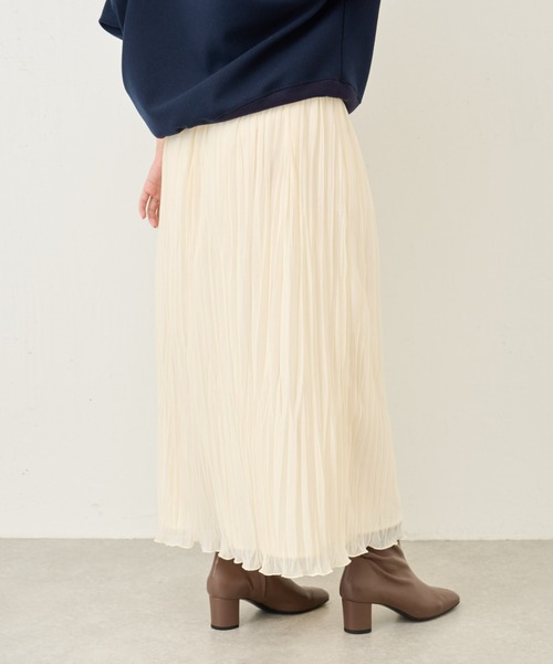 BEARDSLEY（ビアズリー）の「ランダムプリーツ天竺スカート：すぐにお届け!（スカート・レディース・アイボリー/ブラック・FREE）」の5枚目の写真
