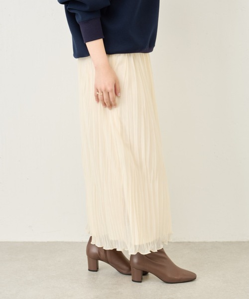 BEARDSLEY（ビアズリー）の「ランダムプリーツ天竺スカート：すぐにお届け!（スカート・レディース・アイボリー/ブラック・FREE）」の7枚目の写真