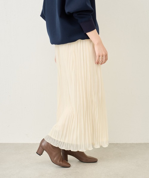 BEARDSLEY（ビアズリー）の「ランダムプリーツ天竺スカート：すぐにお届け!（スカート・レディース・アイボリー/ブラック・FREE）」の9枚目の写真