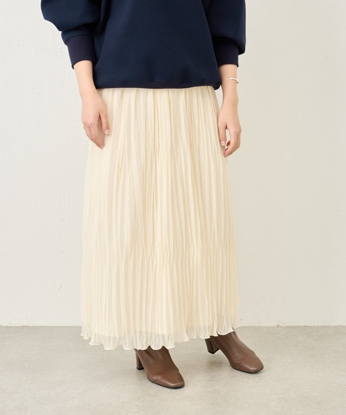 BEARDSLEY（ビアズリー）の「ランダムプリーツ天竺スカート：すぐにお届け!（スカート・レディース・アイボリー/ブラック・FREE）」の10枚目の写真